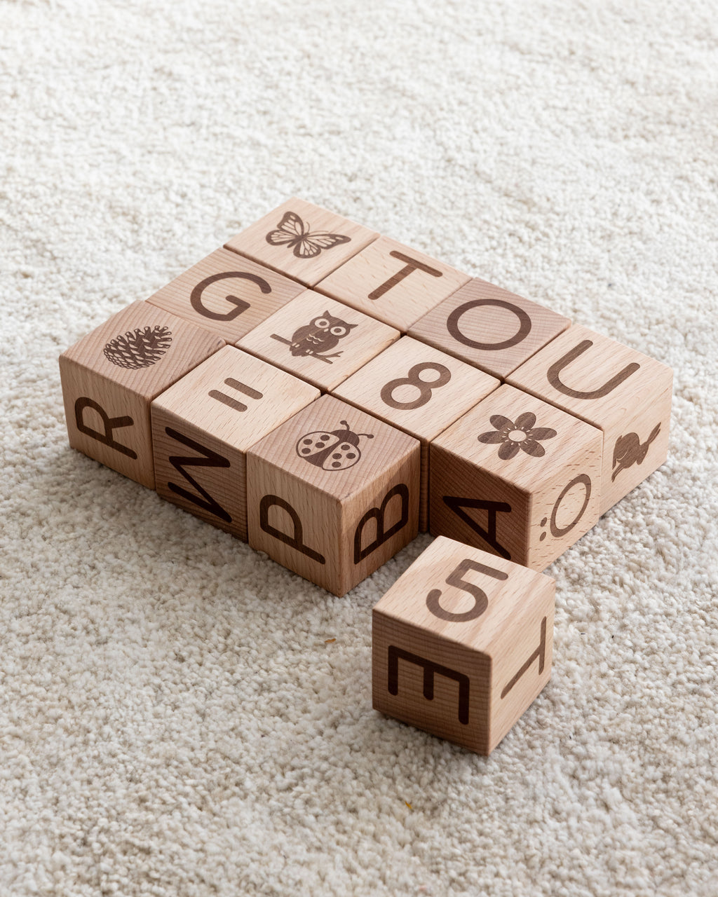 Bokstavsklossar set 12 st - naturtema