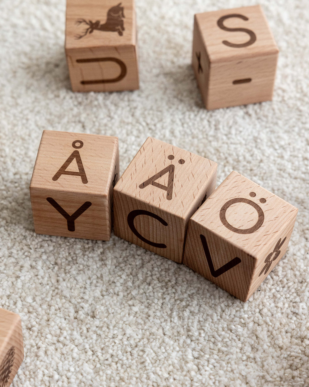 Bokstavsklossar set 12 st - naturtema