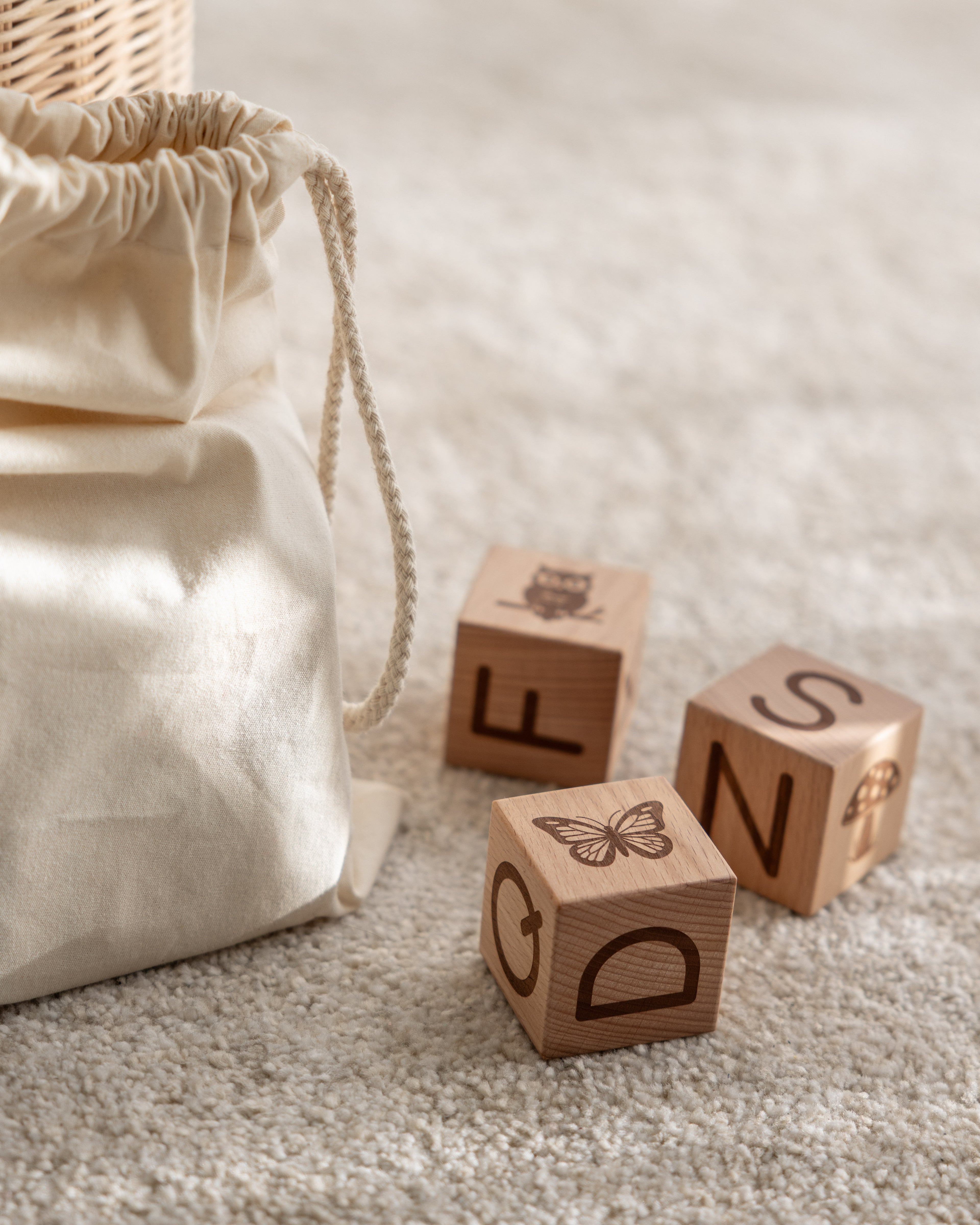 Bokstavsklossar set 12 st - naturtema